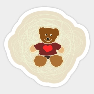 adorable brown bear doll Sticker